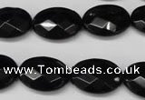 CON66 15.5 inches 15*20mm faceted oval black onyx gemstone beads