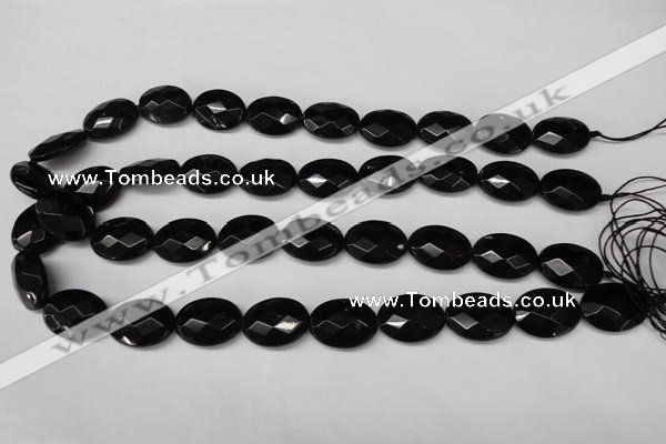 CON66 15.5 inches 15*20mm faceted oval black onyx gemstone beads