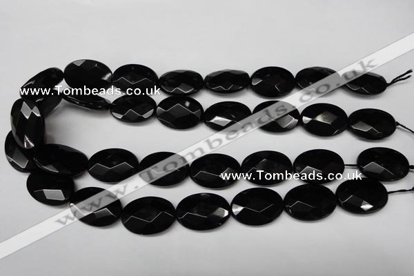 CON67 15.5 inches 18*25mm faceted oval black onyx gemstone beads