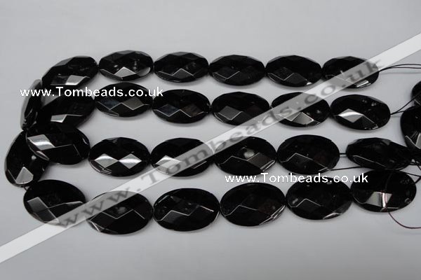 CON68 15.5 inches 20*30mm faceted oval black onyx gemstone beads