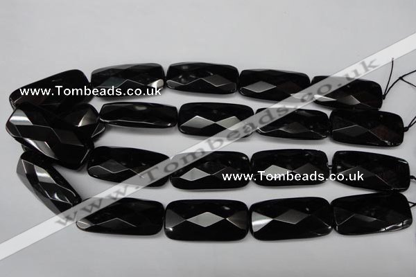 CON93 15.5 inches 20*40mm faceted rectangle black onyx gemstone beads