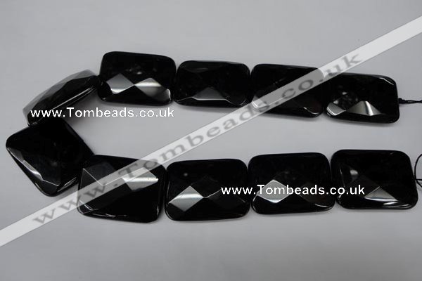 CON94 15.5 inches 30*40mm faceted rectangle black onyx gemstone beads