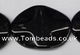 CON98 15.5 inches 30*40mm wavy oval black onyx gemstone beads