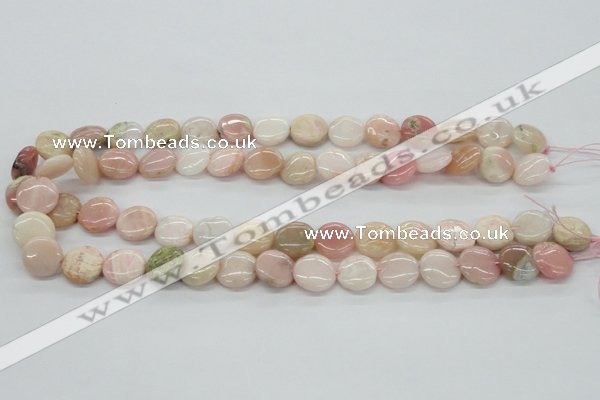 COP09 15.5 inches 14mm flat round natural pink opal beads wholesale