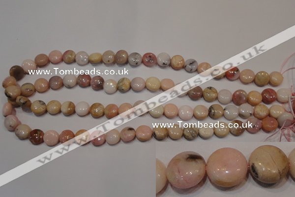 COP1012 15.5 inches 10mm flat round natural pink opal gemstone beads