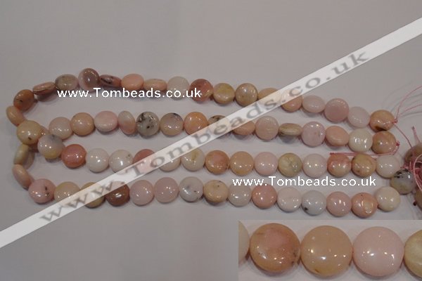 COP1014 15.5 inches 12mm flat round natural pink opal gemstone beads