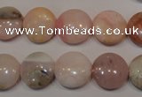 COP1015 15.5 inches 14mm flat round natural pink opal gemstone beads