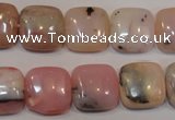 COP1044 15.5 inches 14*14mm square natural pink opal gemstone beads