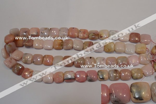 COP1044 15.5 inches 14*14mm square natural pink opal gemstone beads