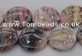 COP1262 15.5 inches 14mm flat round natural pink opal gemstone beads