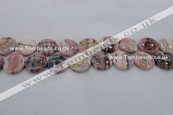 COP1262 15.5 inches 14mm flat round natural pink opal gemstone beads