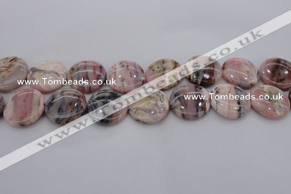 COP1264 15.5 inches 18mm flat round natural pink opal gemstone beads