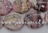 COP1266 15.5 inches 22mm flat round natural pink opal gemstone beads