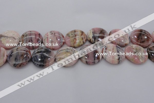 COP1266 15.5 inches 22mm flat round natural pink opal gemstone beads