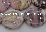 COP1267 15.5 inches 25mm flat round natural pink opal gemstone beads