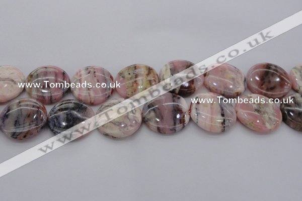 COP1267 15.5 inches 25mm flat round natural pink opal gemstone beads