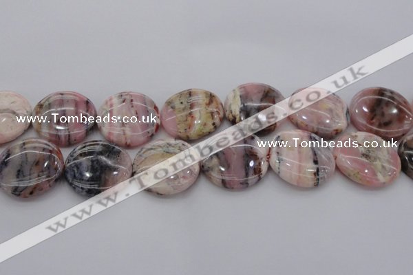 COP1268 15.5 inches 30mm flat round natural pink opal gemstone beads