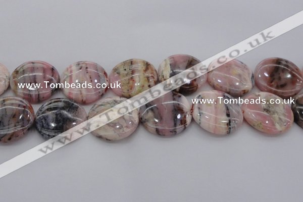 COP1269 15.5 inches 35mm flat round natural pink opal gemstone beads