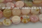 COP1293 15.5 inches 8mm flat round natural pink opal beads