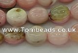 COP1294 15.5 inches 10mm flat round natural pink opal beads