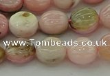 COP1294 15.5 inches 10mm flat round natural pink opal beads