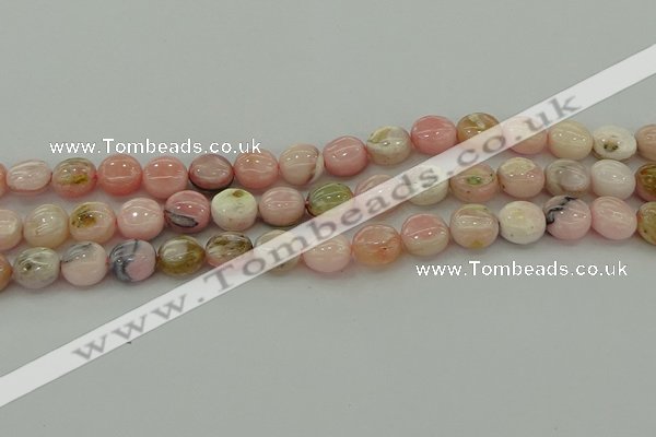 COP1294 15.5 inches 10mm flat round natural pink opal beads