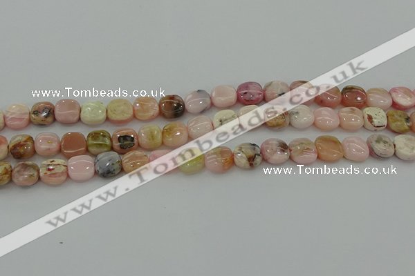 COP1297 15.5 inches 8*8mm square natural pink opal beads