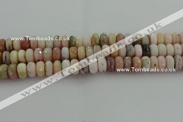 COP1324 15.5 inches 7*12mm faceted rondelle natural pink opal beads