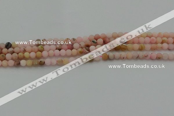 COP1330 15.5 inches 4mm round matte natural pink opal gemstone beads