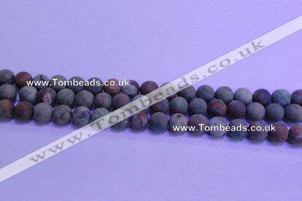 COP1352 15.5 inches 8mm round matte green opal gemstone beads