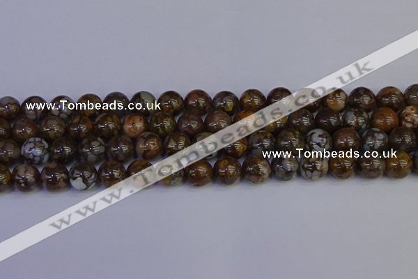 COP1374 15.5 inches 12mm round fire lace opal beads wholesale