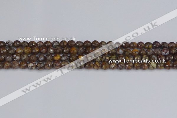 COP1387 15.5 inches 6mm faceted round fire lace opal beads