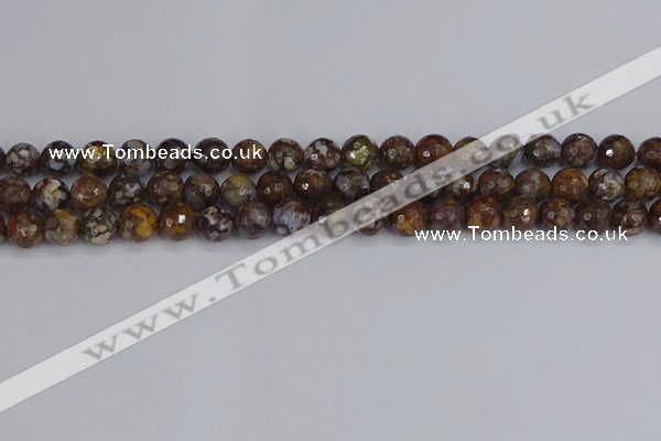 COP1388 15.5 inches 8mm faceted round fire lace opal beads