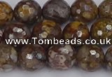 COP1389 15.5 inches 10mm faceted round fire lace opal beads