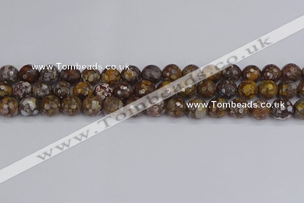 COP1389 15.5 inches 10mm faceted round fire lace opal beads