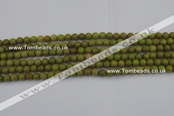 COP1400 15.5 inches 4mm round yellow opal gemstone beads