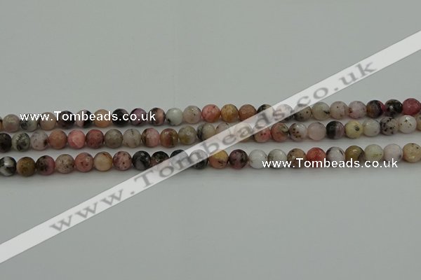 COP1411 15.5 inches 6mm faceted round natural pink opal gemstone beads