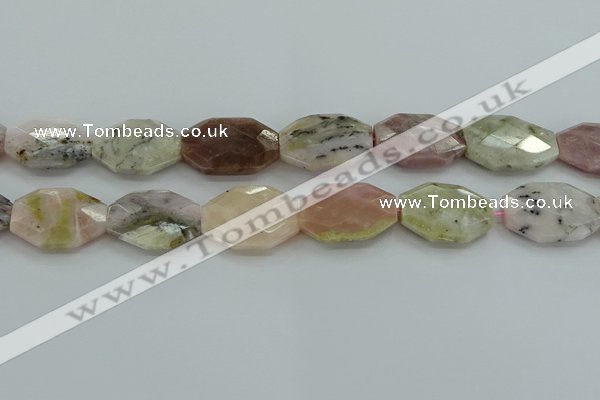 COP1493 15.5 inches 22*30mm faceted freeform natural pink opal beads