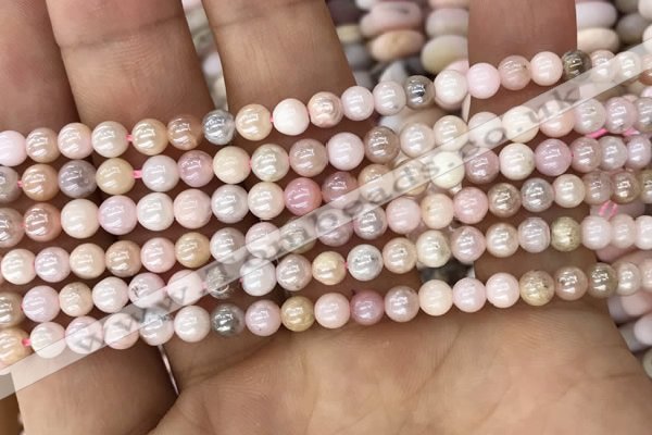 COP1540 15.5 inches 4mm round AB-color natural pink opal beads