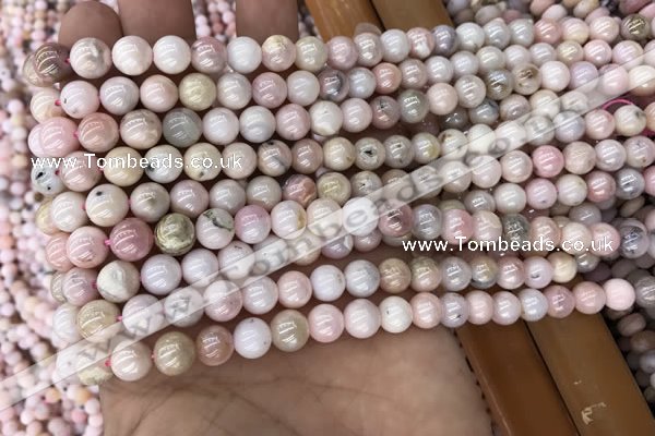 COP1541 15.5 inches 6mm round AB-color natural pink opal beads