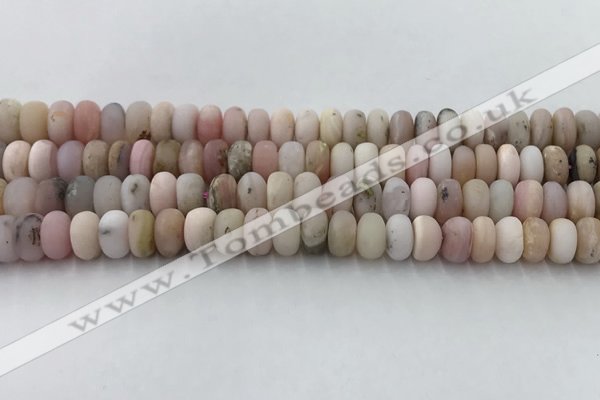 COP1547 15.5 inches 5*8mm rondelle matte natural pink opal beads