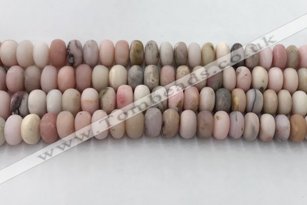 COP1548 15.5 inches 6*10mm rondelle matte natural pink opal beads