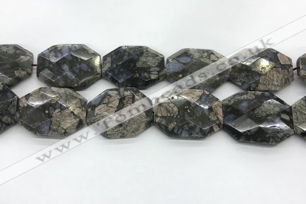 COP1552 30*40mm - 35*45mm faceted octagonal grey opal beads