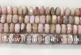 COP1553 15.5 inches 6*12mm - 8*13mm faceted tyre natural pink opal beads