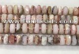 COP1554 15.5 inches 6*13mm - 8*14mm faceted tyre natural pink opal beads