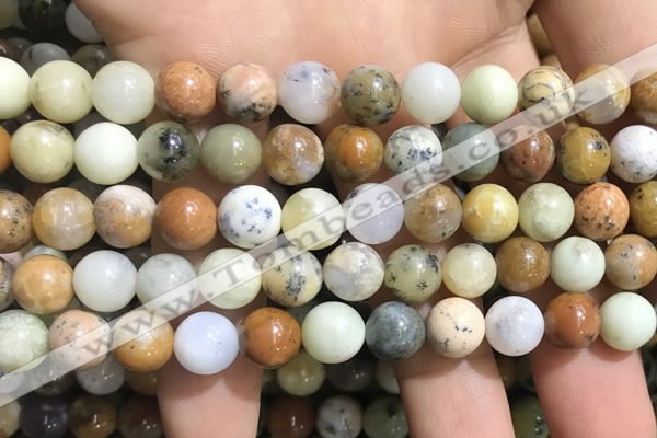 COP1568 15.5 inches 8mm round yellow moss opal beads wholesale