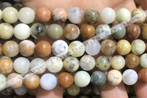 COP1570 15.5 inches 12mm round yellow moss opal beads wholesale