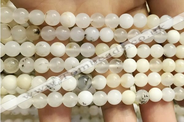 COP1584 15.5 inches 6mm round white opal gemstone beads