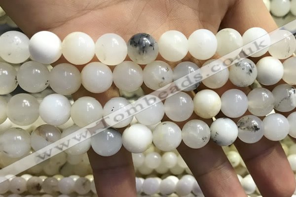 COP1586 15.5 inches 10mm round white opal gemstone beads
