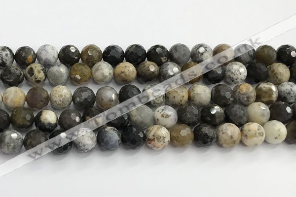 COP1611 15.5 inches 10mm faceted round moss opal beads